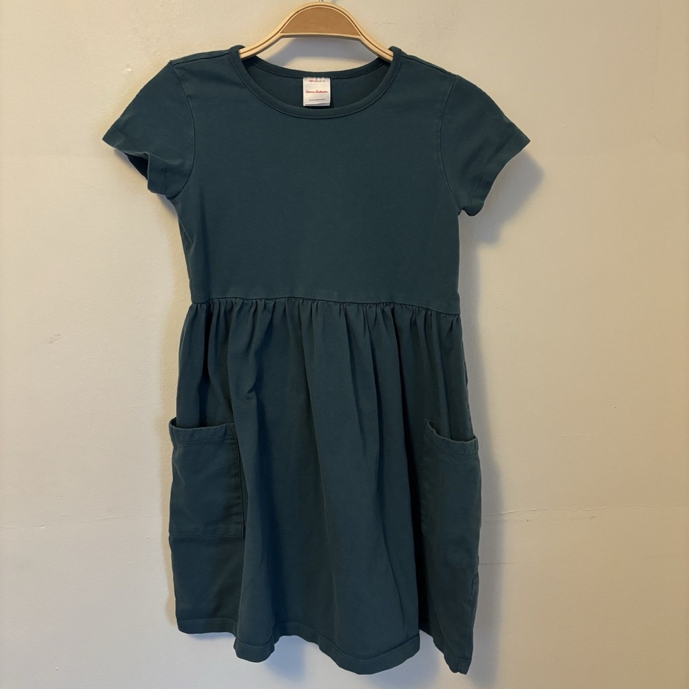 Hanna Andersson Play‎ Dress With Pockets US 10 Blue Green 100% Cotton